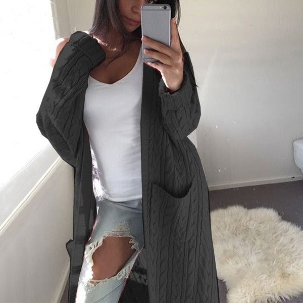 Longline Cable-Knit Cardigan with Pockets — product image 1