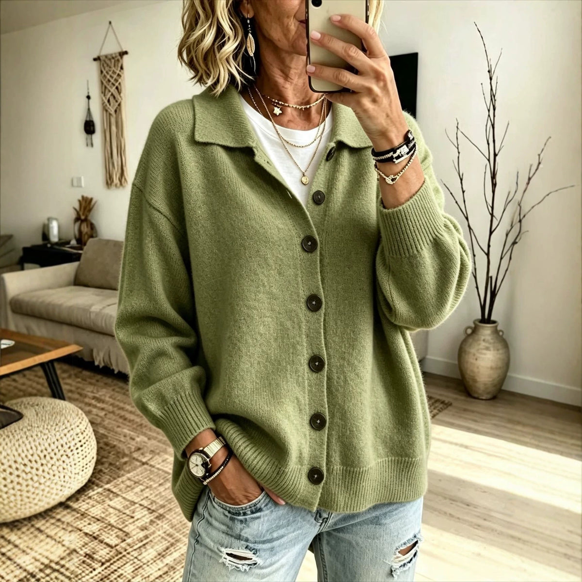 Button-Front Knit Cardigan — product image 5