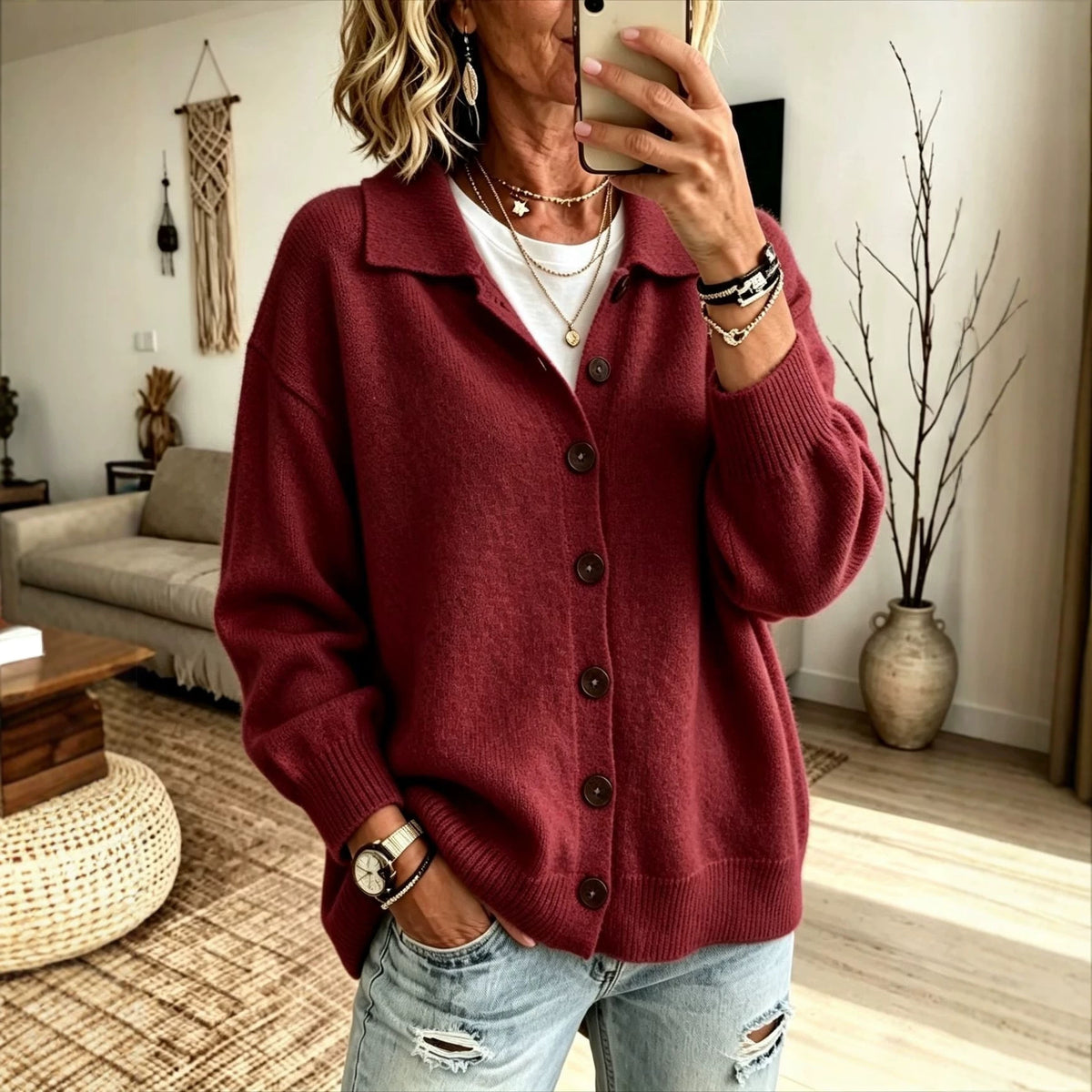 Button-Front Knit Cardigan — product image 7