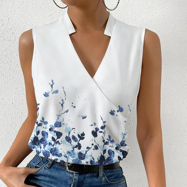 Printed V-Neck Sleeveless Top — product image 3