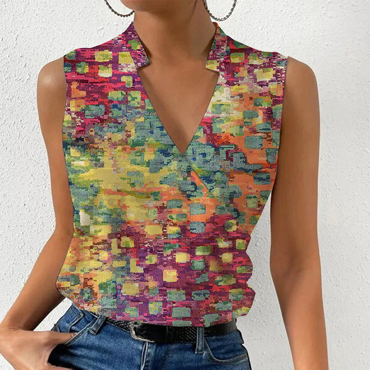 Printed V-Neck Sleeveless Top — product image 2