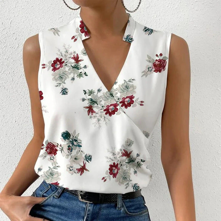 Printed V-Neck Sleeveless Top — product image 4