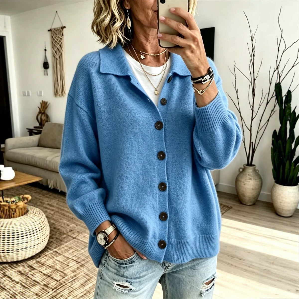Button-Front Knit Cardigan — product image 2