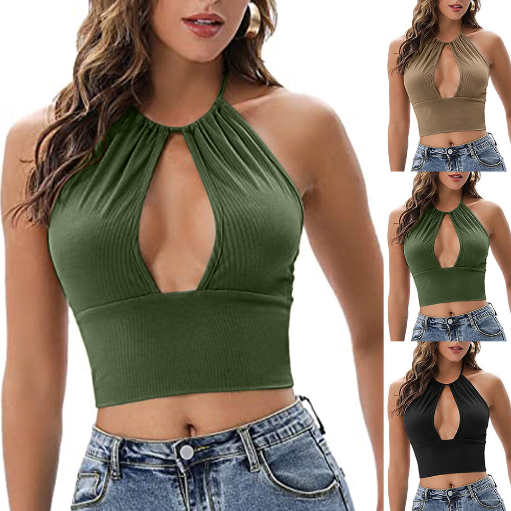 Ribbed Halter Cutout Camisole — product image 1