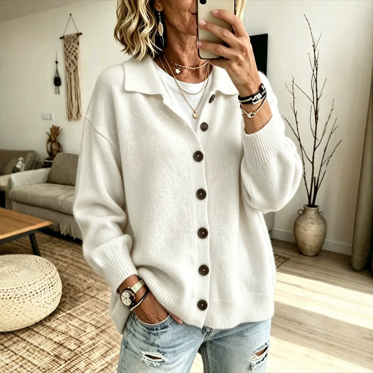 Button-Front Knit Cardigan — product image 1
