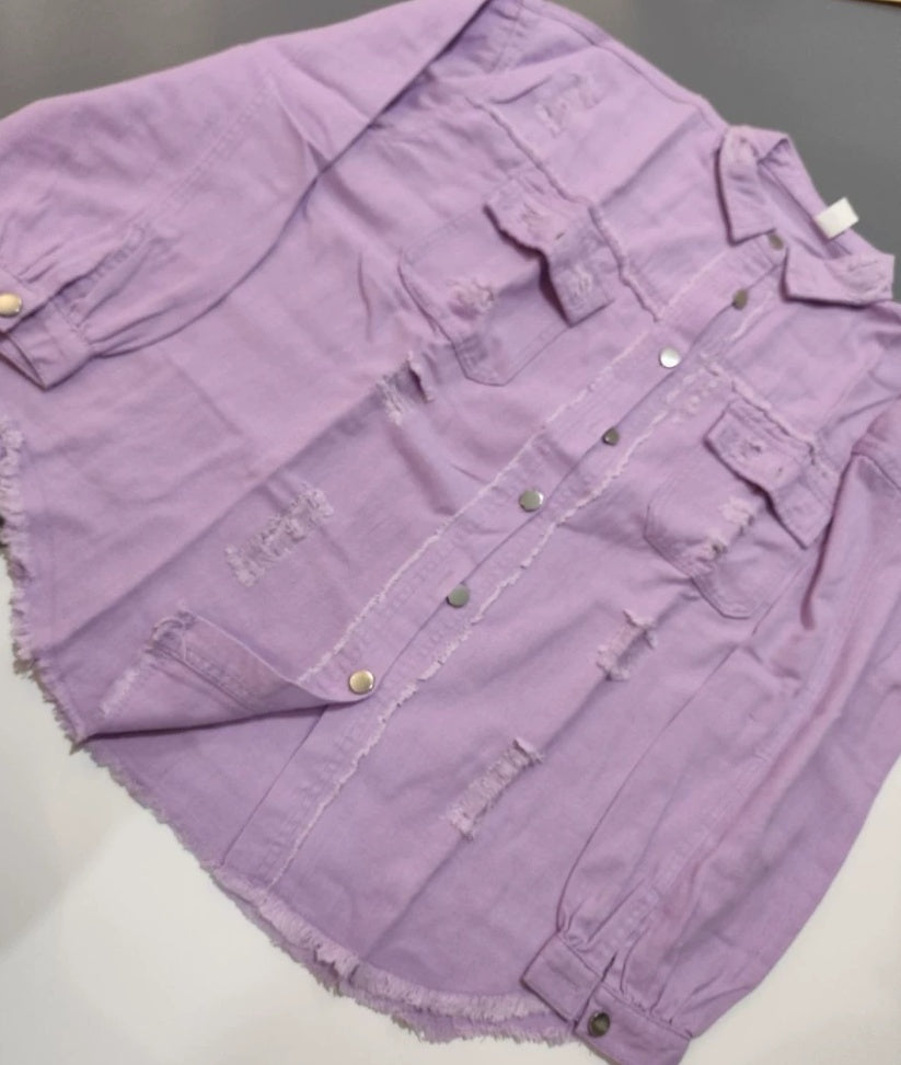 Distressed Longline Shirt Jacket — product image 8