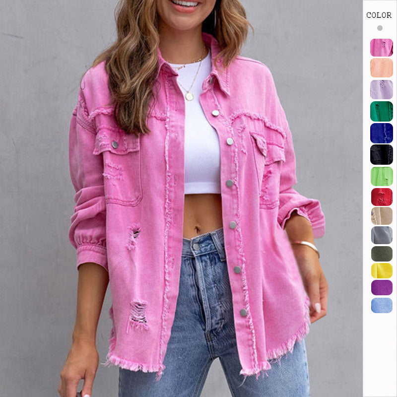 Distressed Longline Shirt Jacket — product image 1
