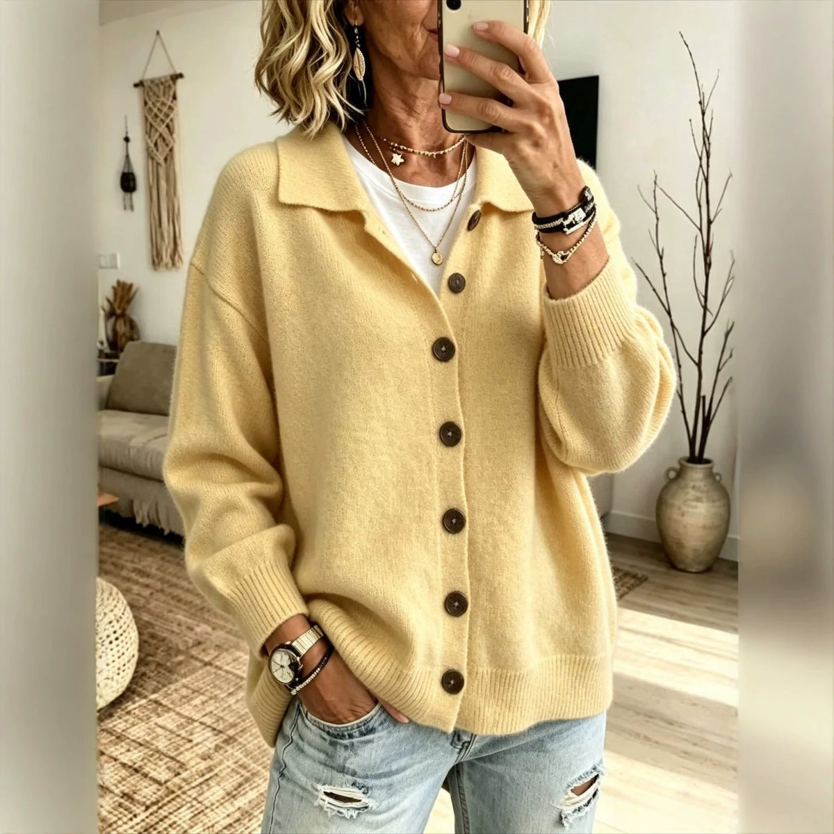 Button-Front Knit Cardigan — product image 3