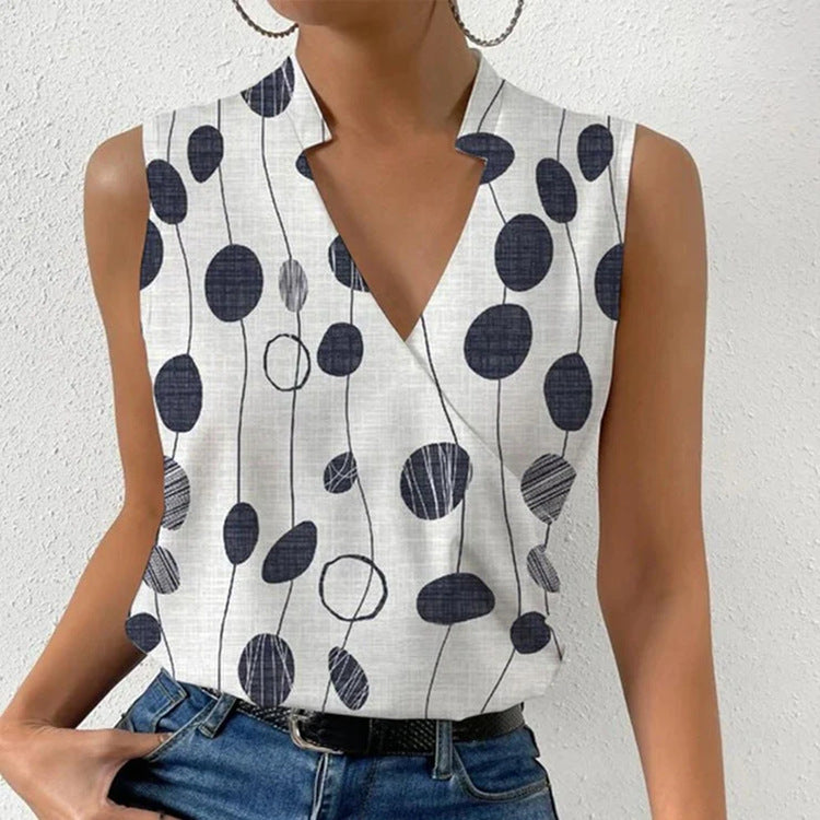Printed V-Neck Sleeveless Top — product image 1