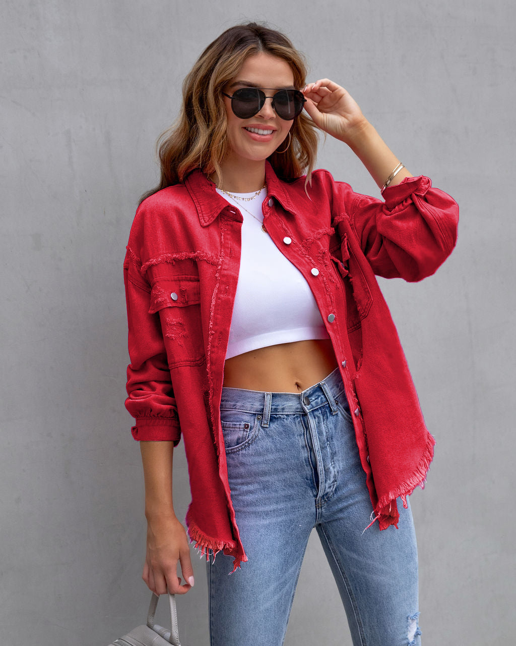 Distressed Longline Shirt Jacket — product image 17