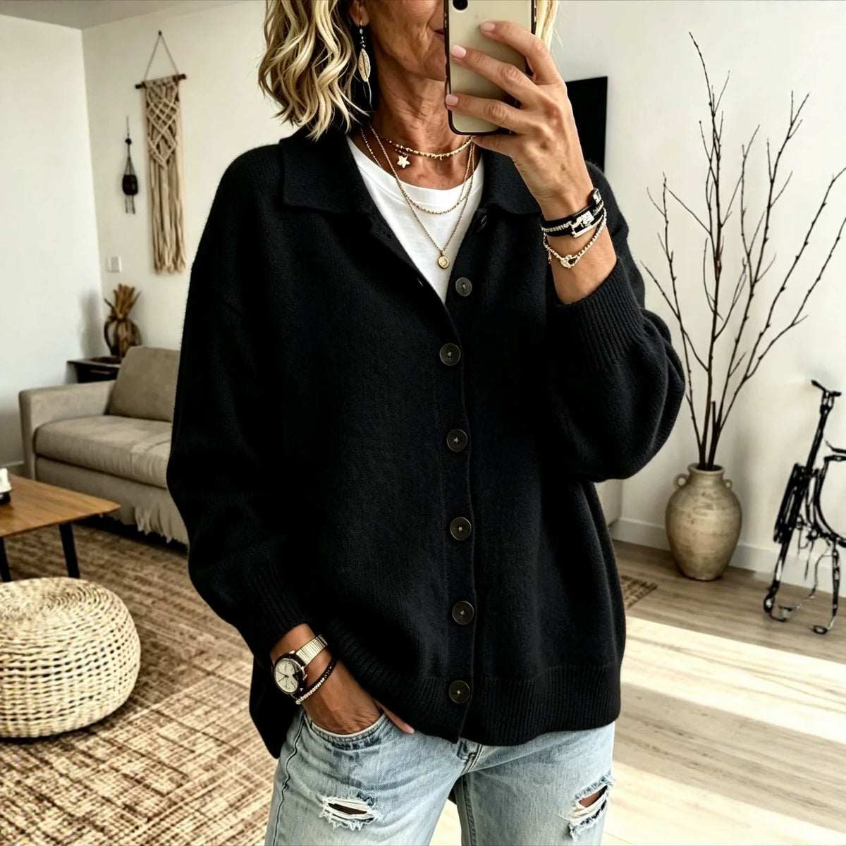 Button-Front Knit Cardigan — product image 8