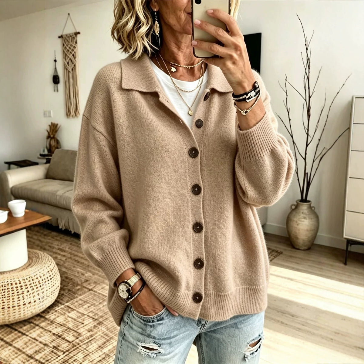 Button-Front Knit Cardigan — product image 9