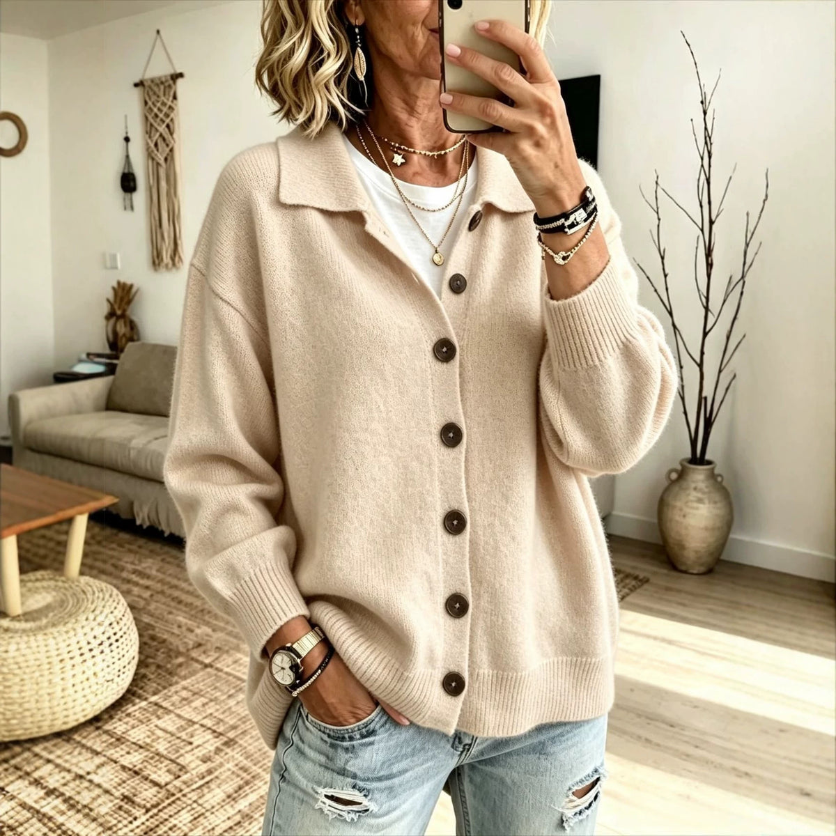 Button-Front Knit Cardigan — product image 6